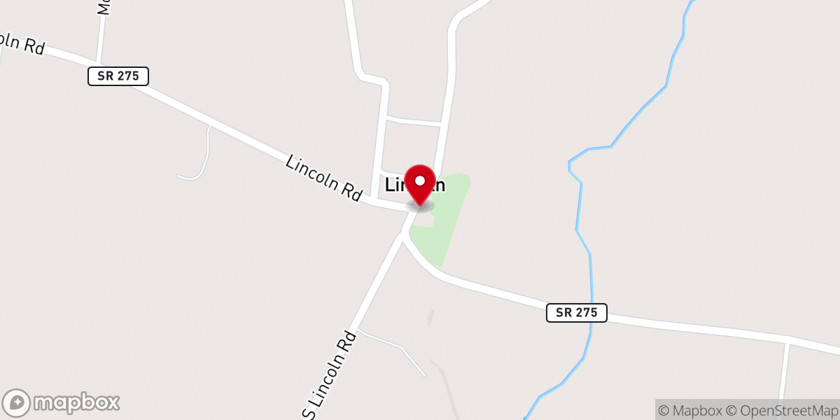 Map showing location of Lincoln ARP Church