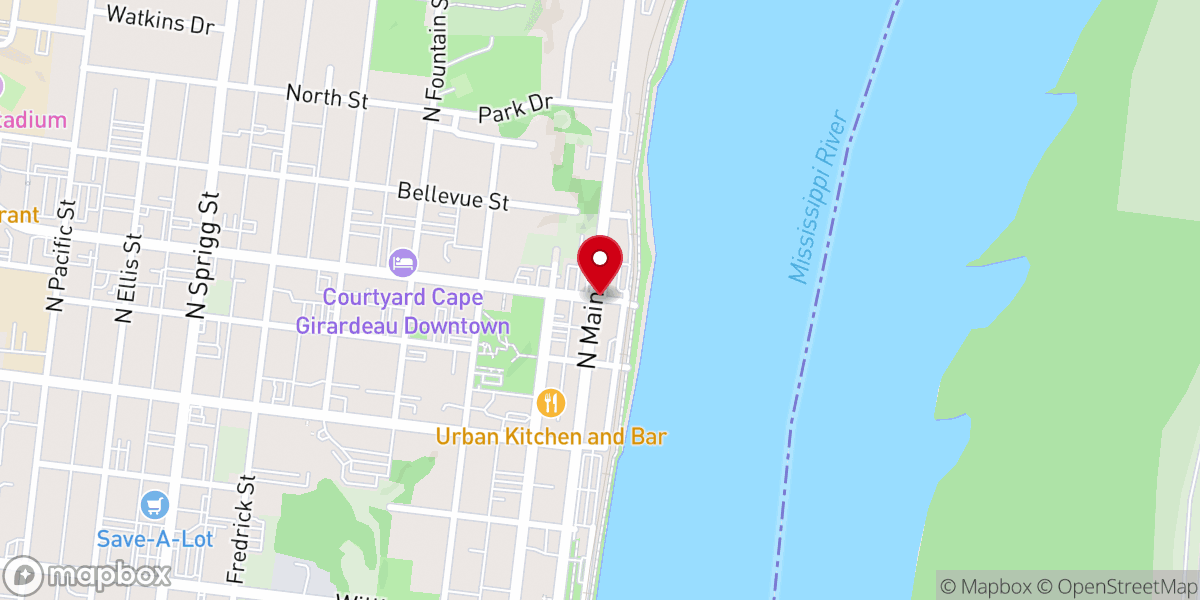 Map showing location of The Cape Girardeau Unitarian Universalist Fellowship