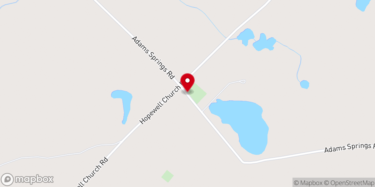 Map showing location of Hopewell Baptist Church