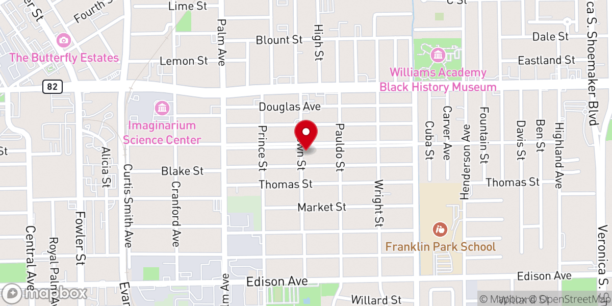 Map showing location of Lincoln Boulevard Church of God