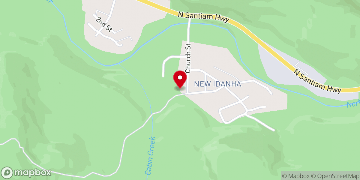 Map showing location of Idanha Church