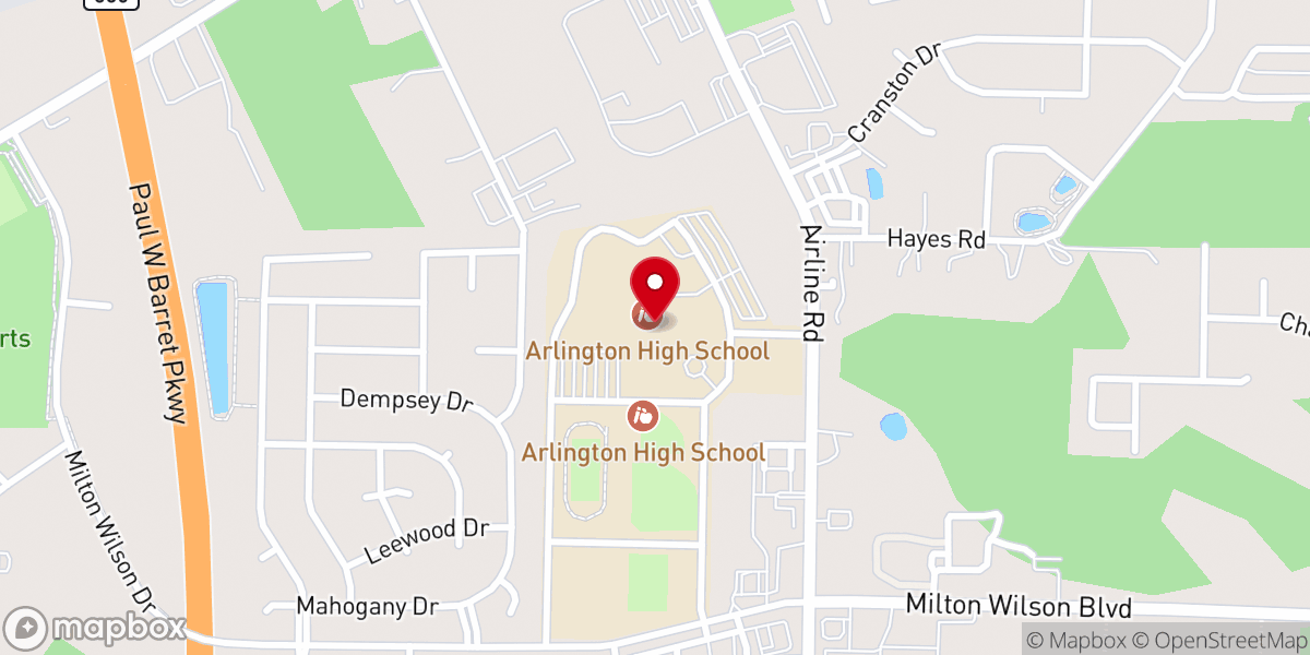 Map showing location of River City Church-Arlington (Meeting at our Bartlett location 3875 Kirby Whitten Pkwy)
