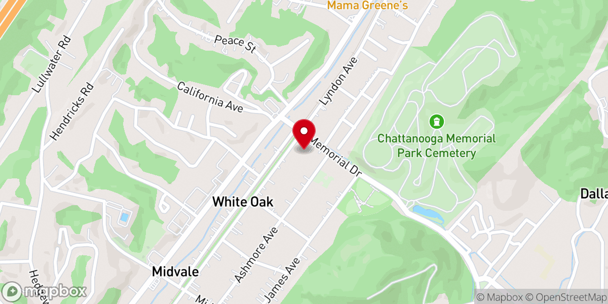 Map showing location of White Oak United Methodist Church