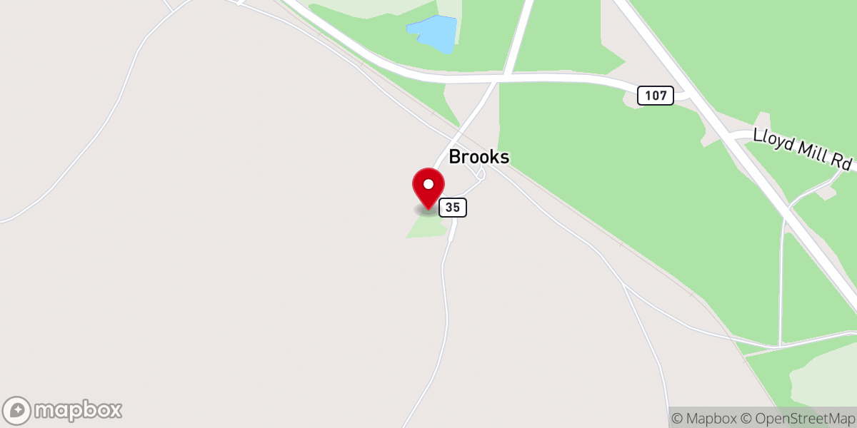 Map showing location of Brooks Pentecostal Holiness Church