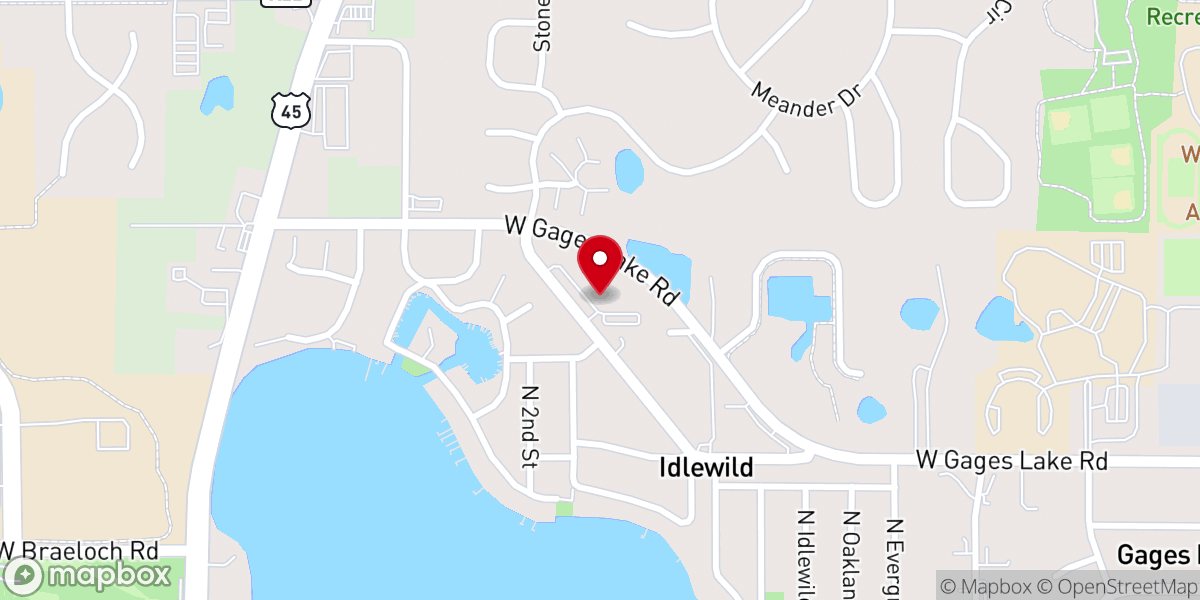 Map showing location of Wildwood Presbyterian Church