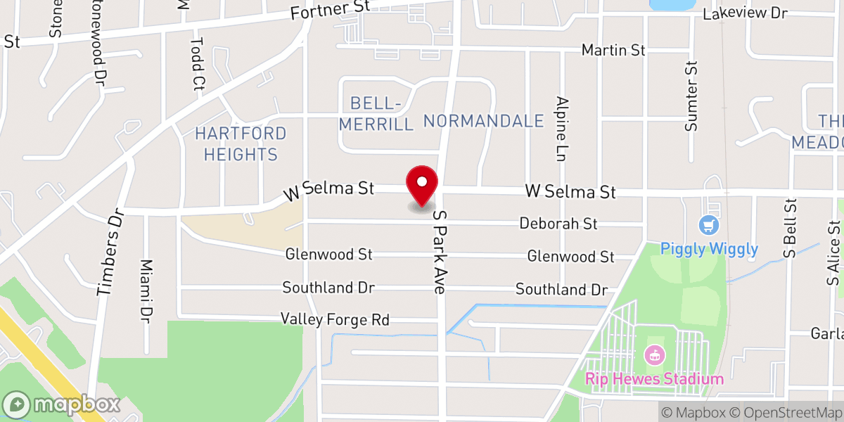 Map showing location of South Park Church of Christ