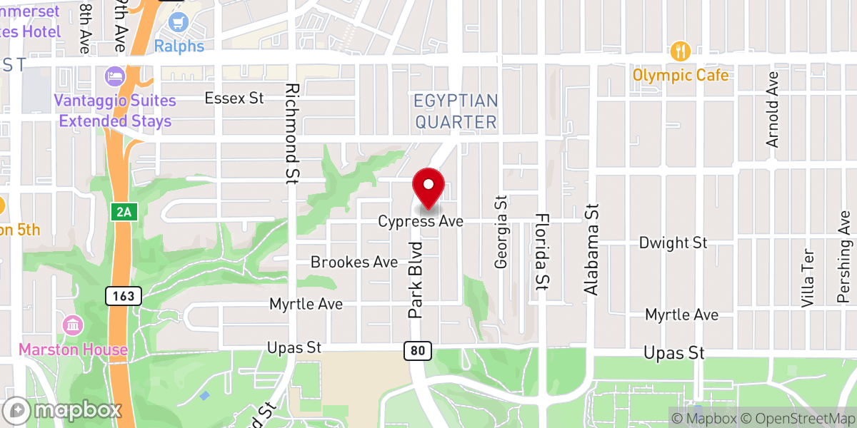 Map showing location of St. Spyridon Greek Orthodox Church