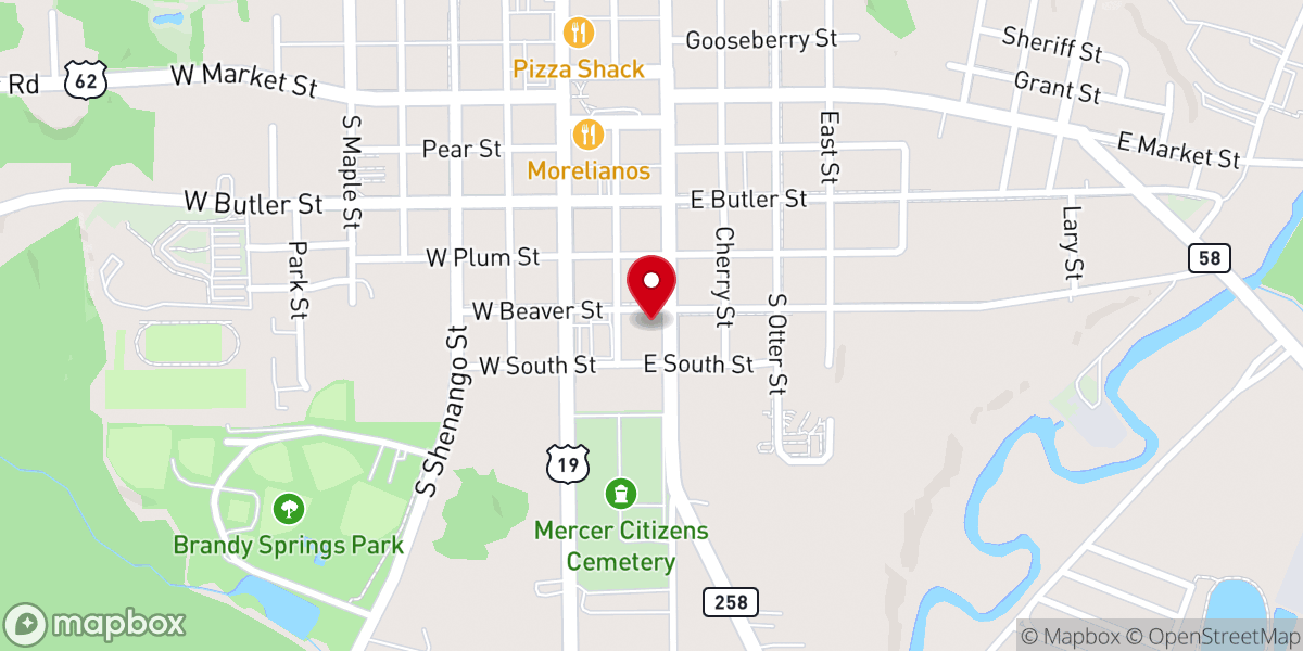 Map showing location of Chapel at Mercer
