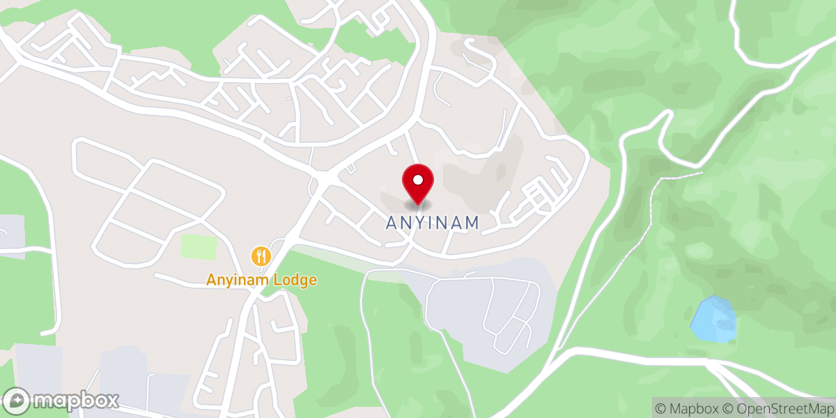 Map showing location of Anyinam Calvary Methodist Church