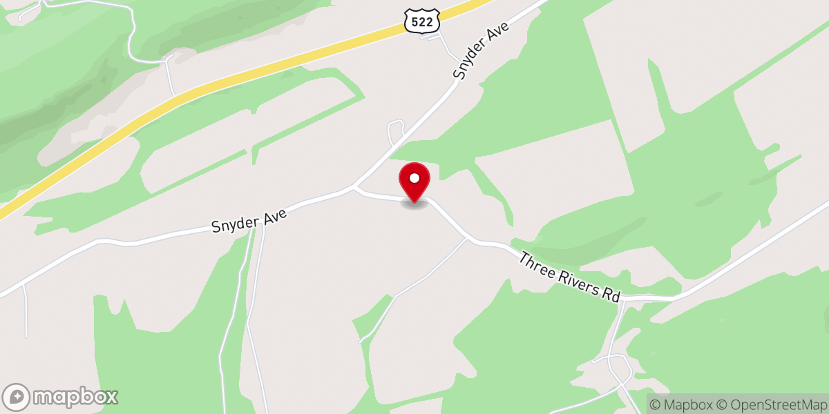 Map showing location of Three Rivers Church