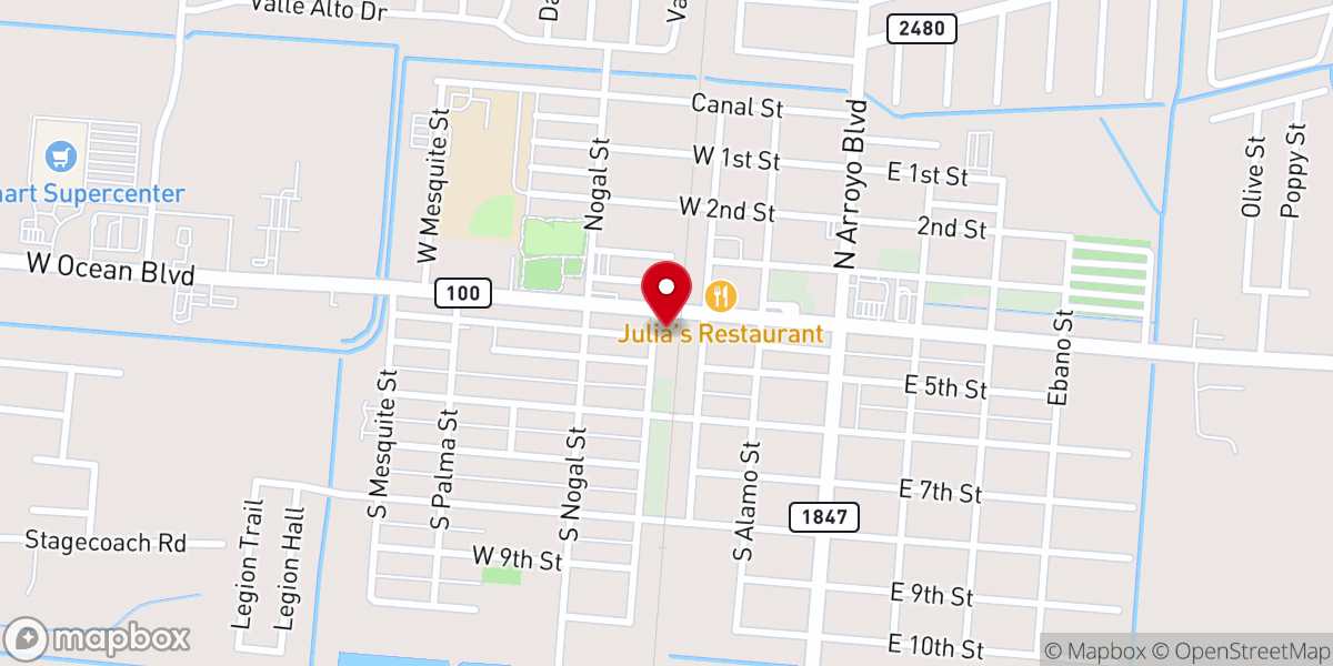 Map showing location of Abundant Life Church of Los Fresnos