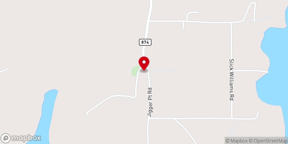 Map showing location of Shady Grove Baptist Church