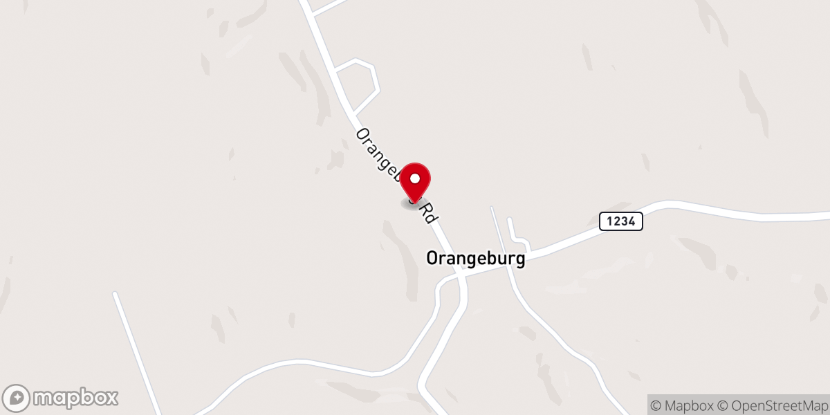 Map showing location of Orangeburg United Methodist Church