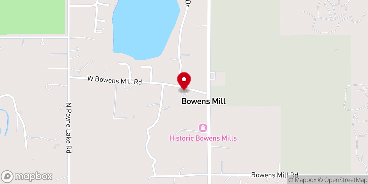 Map showing location of Bowen Mills Chapel