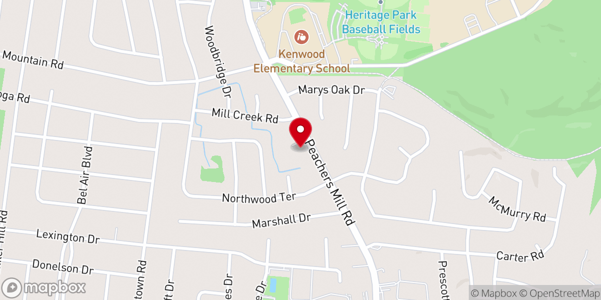 Map showing location of Kenwood Baptist Church