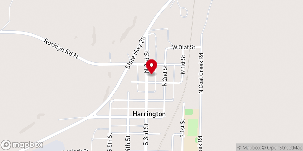 Map showing location of Harrington Nazarene Church