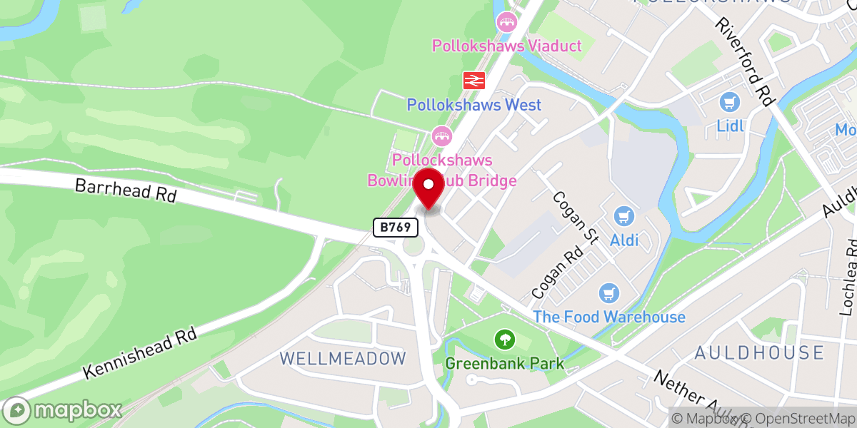 Map showing location of Pollokshaws Methodist Church