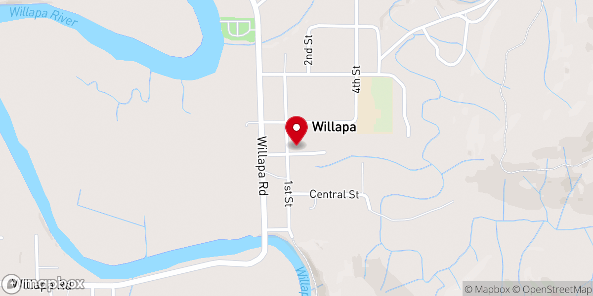 Map showing location of Willapa United Methodist Church