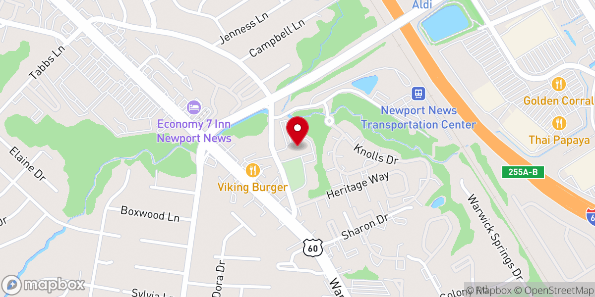 Map showing location of First Baptist Church Denbigh