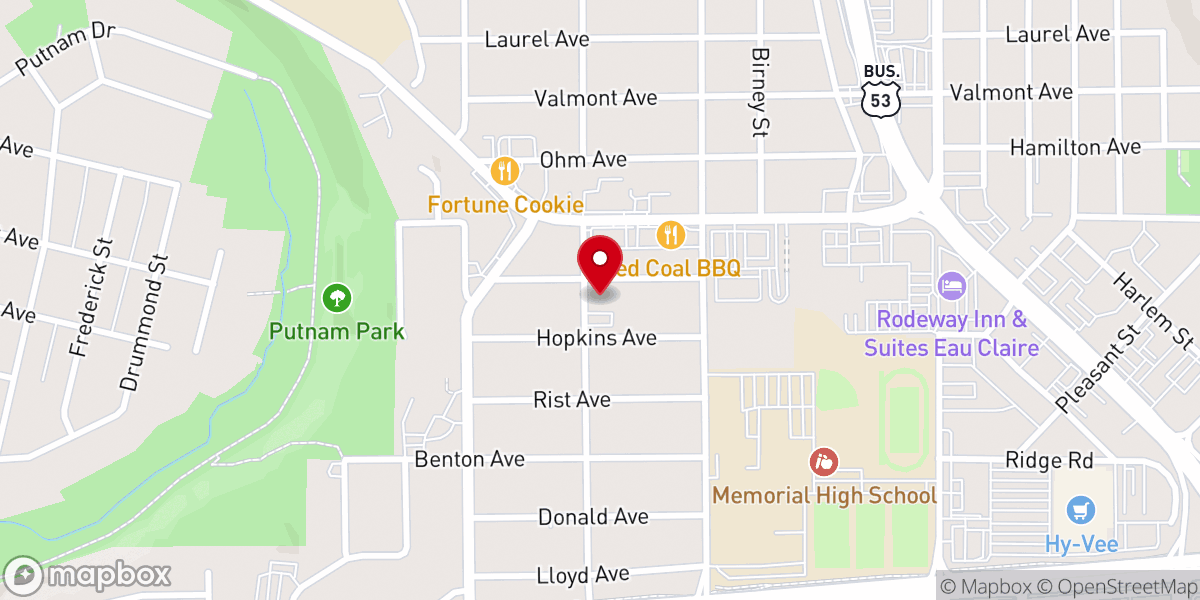Map showing location of Chippewa Valley Church