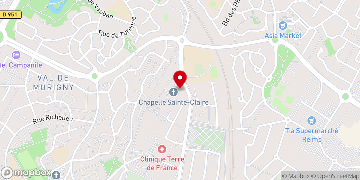 Map showing location of Monastère Sainte-Claire