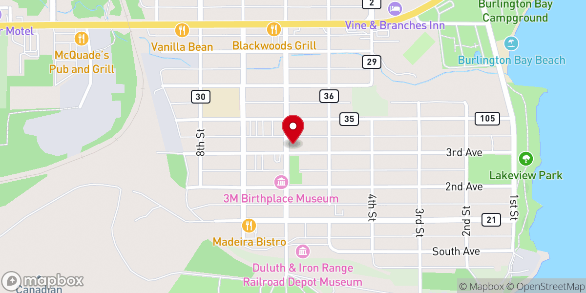 Map showing location of United Church of Two Harbors