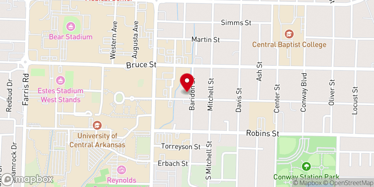 Map showing location of Conway Baptist Collegiate Ministry