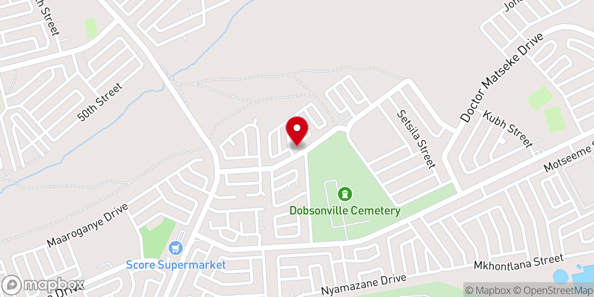 Map showing location of Dobsonville Extension Old Apostolic Church