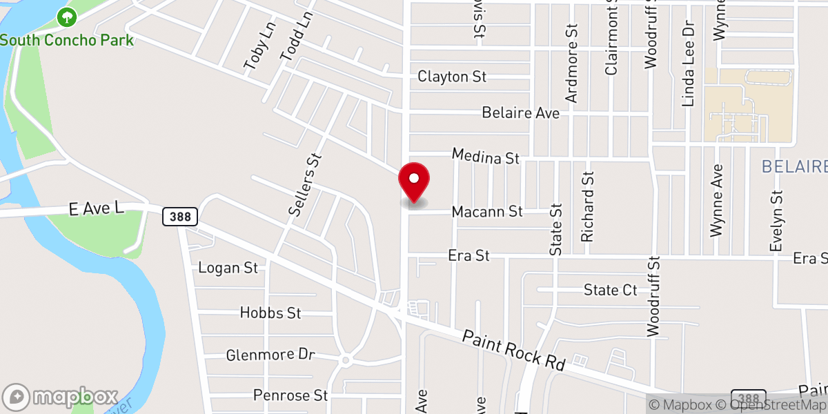 Map showing location of 샌앤젤로한인침례교회 Korean Baptist Church of San Angelo