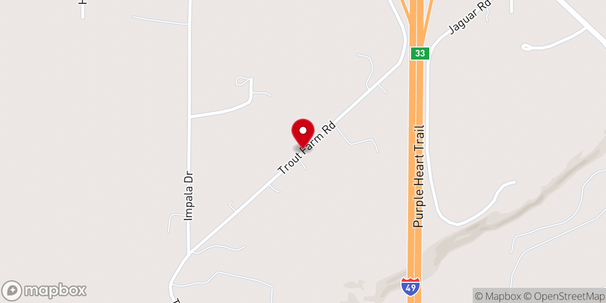 Map showing location of Cedar Creek Church