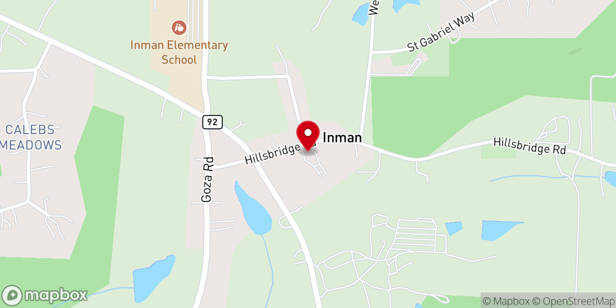 Map showing location of Inman United Methodist Church