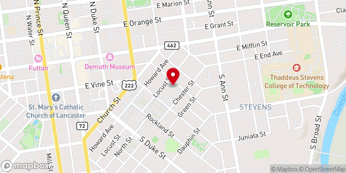 Map showing location of Iglesia Jesucristo es el Rey - Lancaster PA