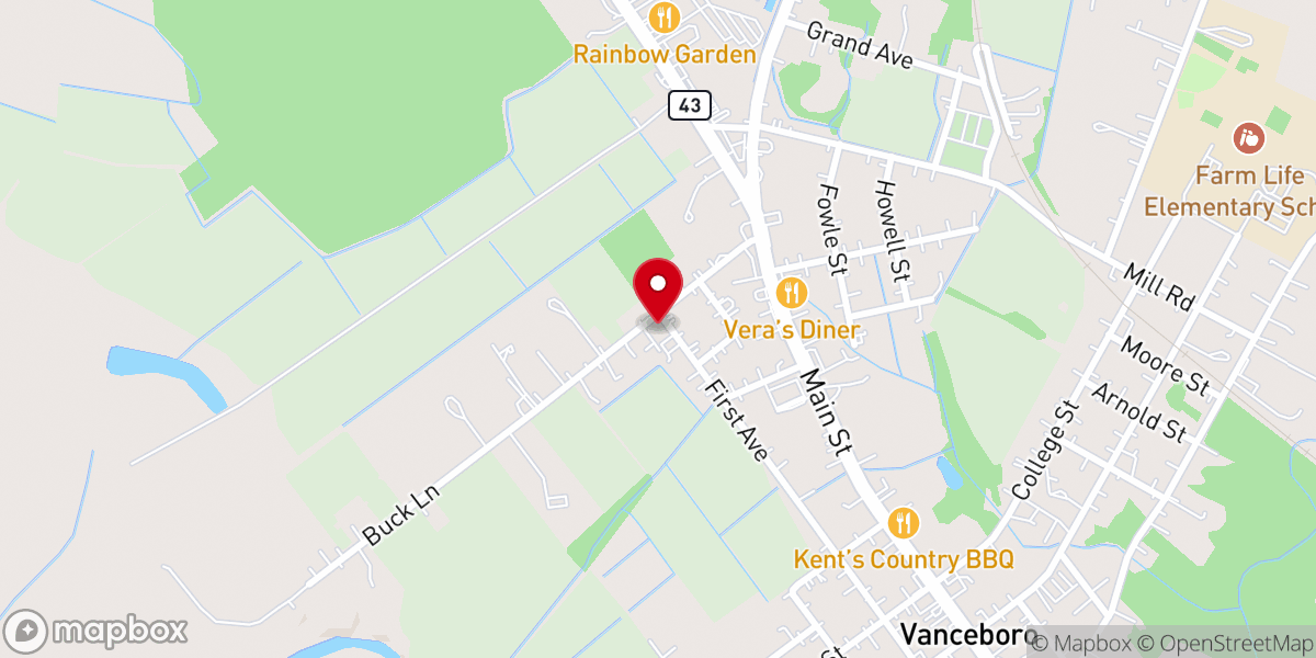 Map showing location of Vanceboro Pentecostal Holiness Church