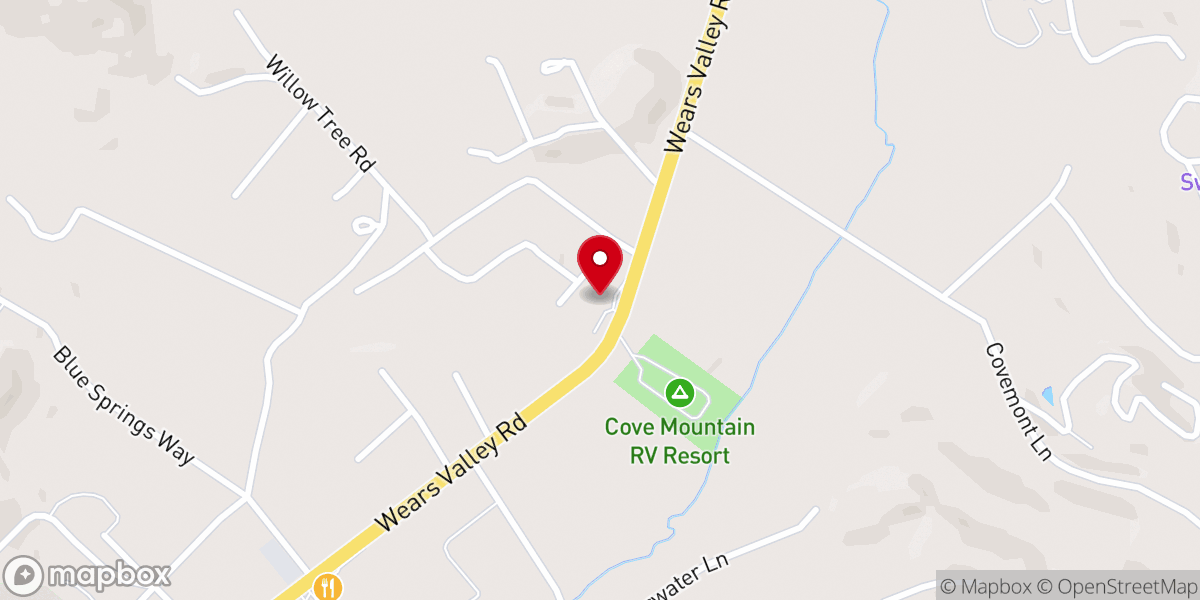 Map showing location of Wears Valley United Methodist Church