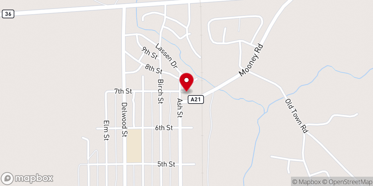 Map showing location of Westwood Assembly of God