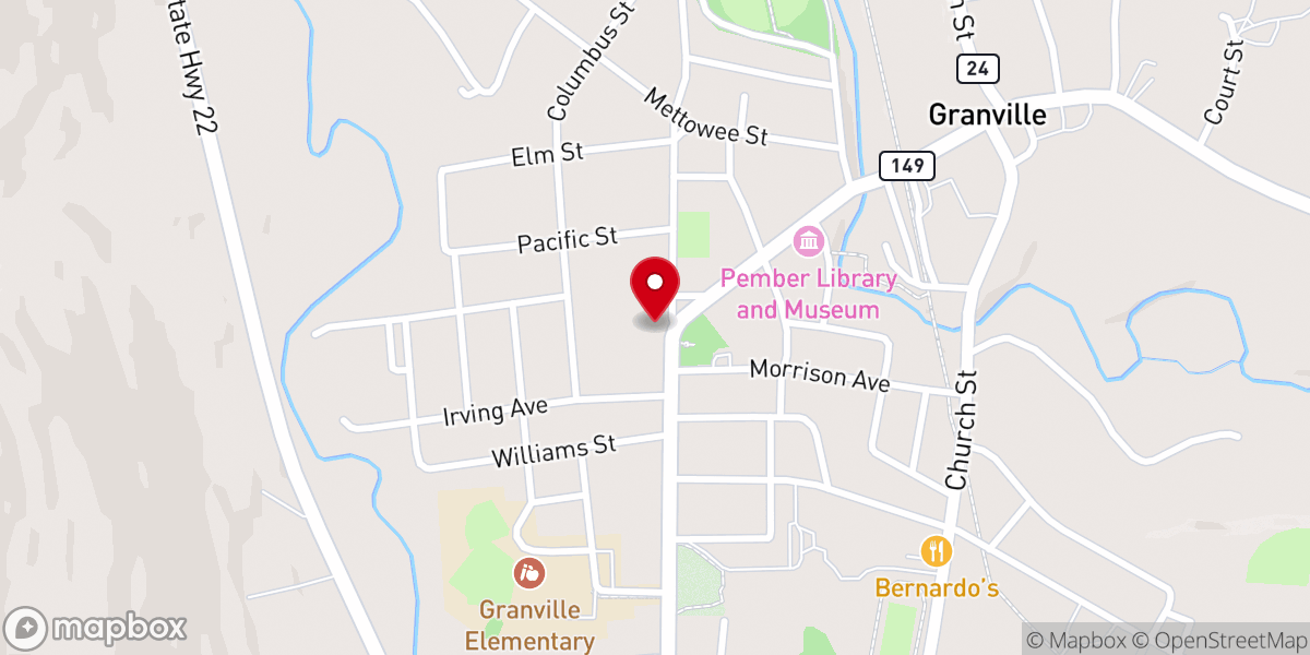 Map showing location of Granville Baptist Church