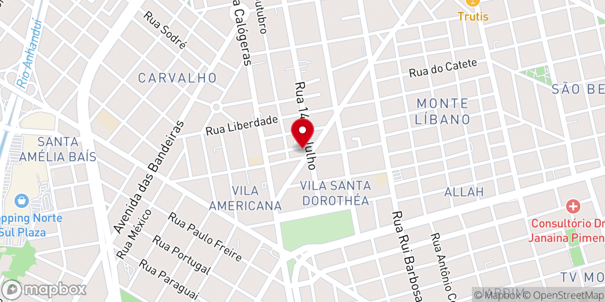 Map showing location of Igreja Verbo da Vida Campo Grande - Vila Glória