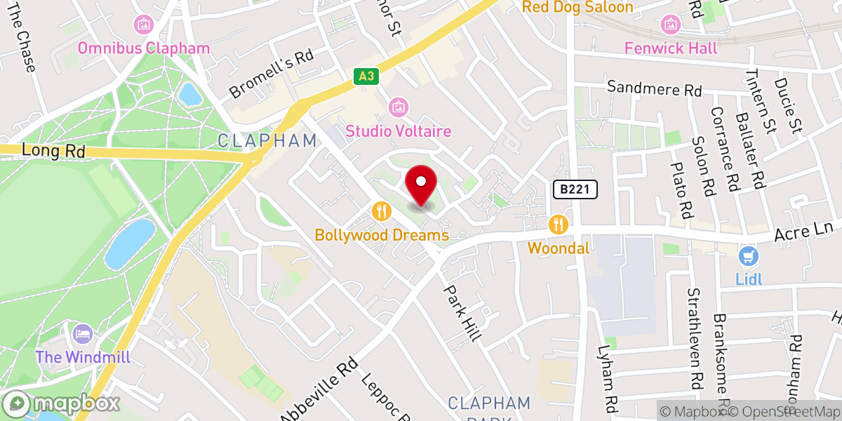 Map showing location of Elim Pentecostal Church, Clapham