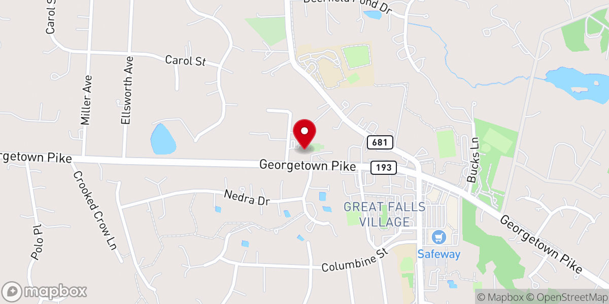 Map showing location of Great Falls United Methodist Church