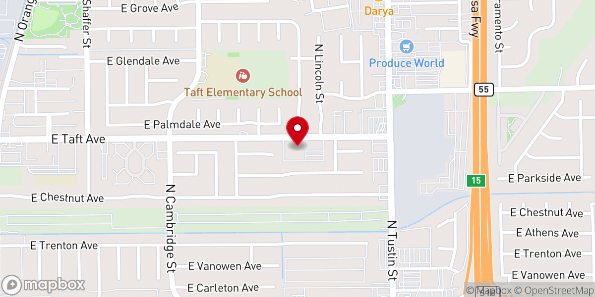 Map showing location of Taft Avenue Community Church