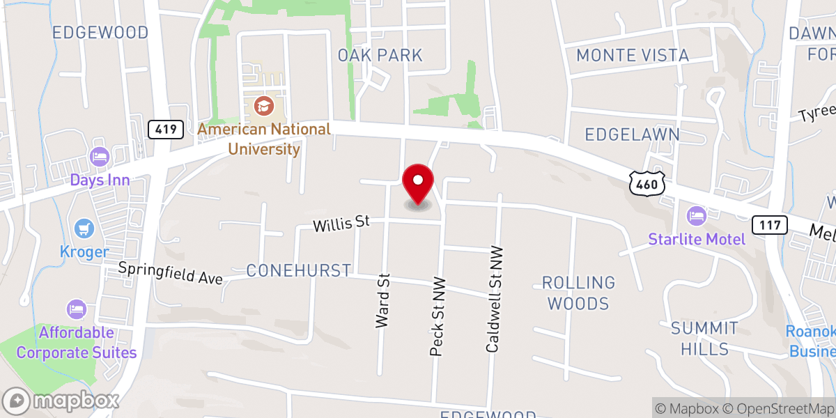 Map showing location of Edgewood Christian Church
