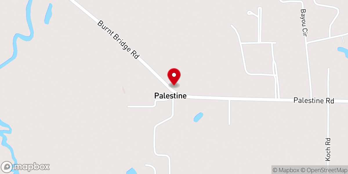 Map showing location of New Palestine Baptist Church
