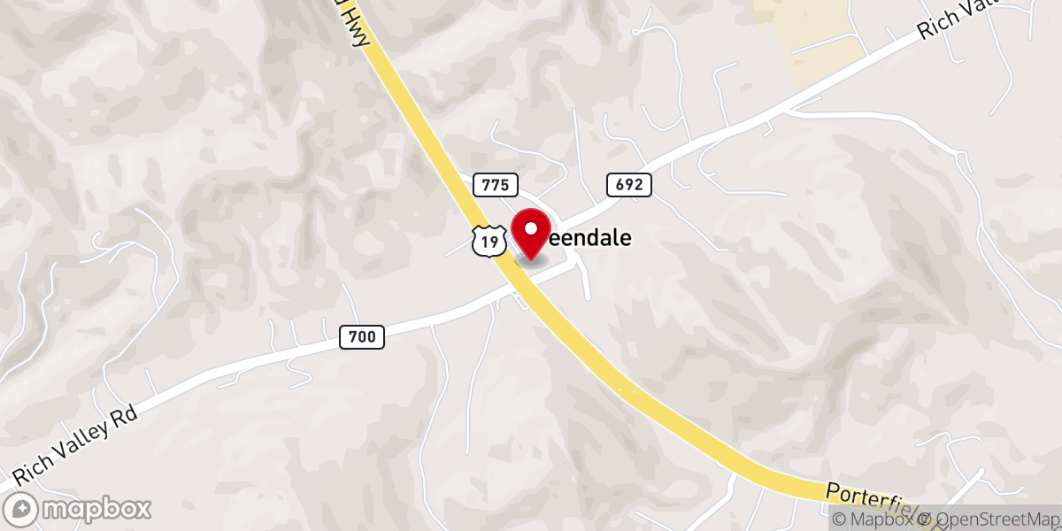 Map showing location of Greendale Chapel