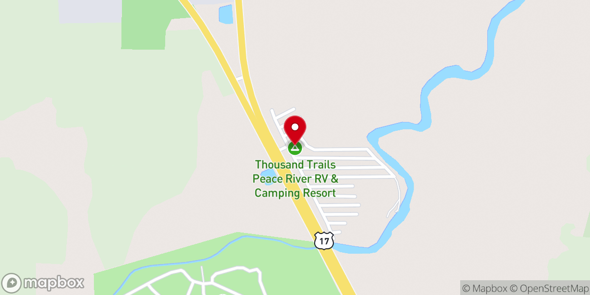 Map showing location of Thousand Trails Peace River