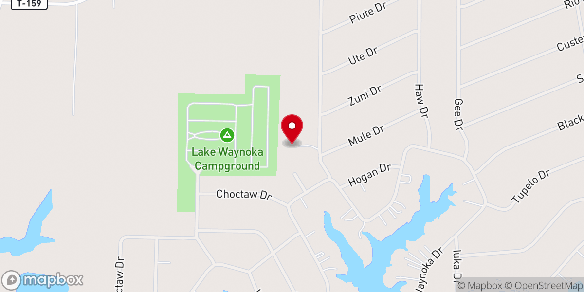 Map showing location of Lake Waynoka Community Chapel