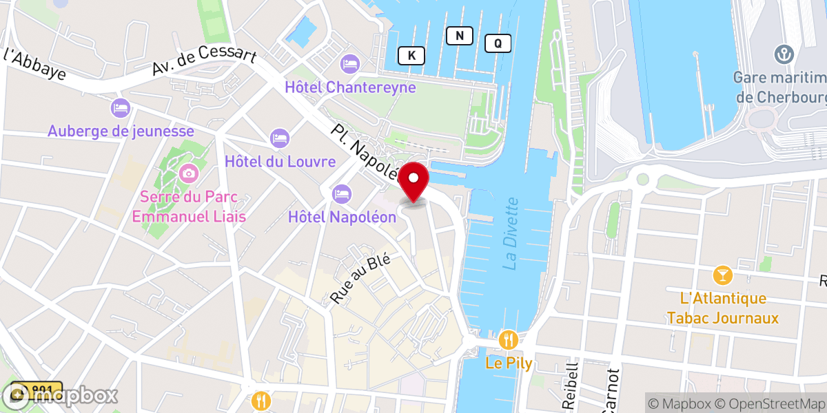 Map showing location of Alliance Française de Cherbourg - Normandie