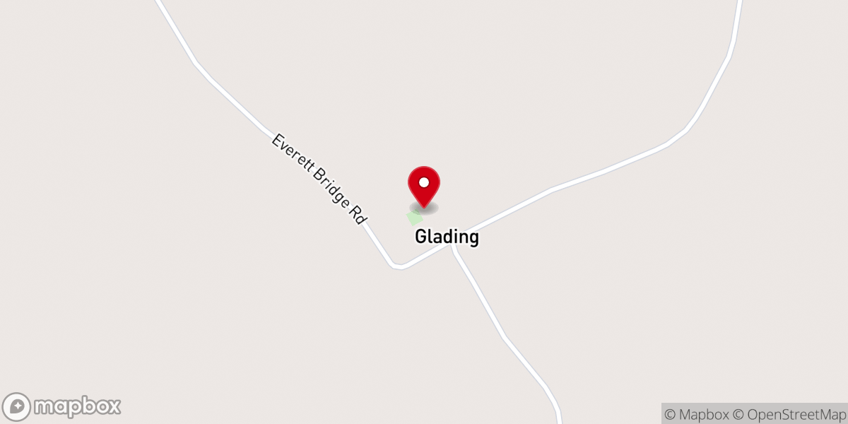 Map showing location of Glading Baptist Church