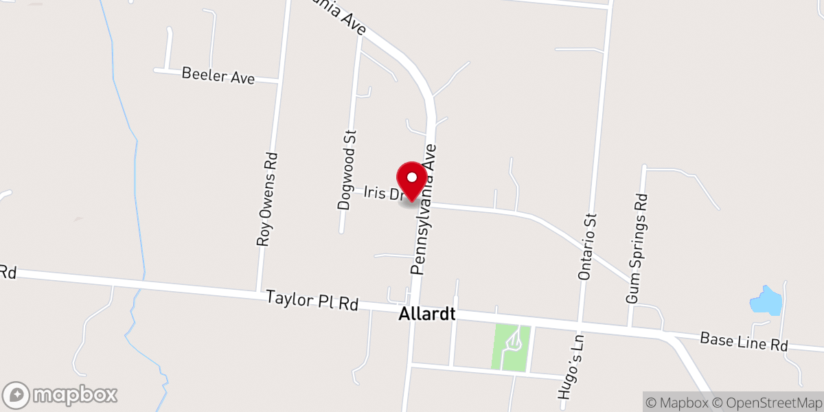 Map showing location of Allardt First Presbyterian Church