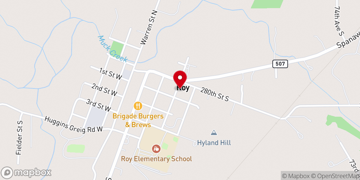 Map showing location of Roy Community Church