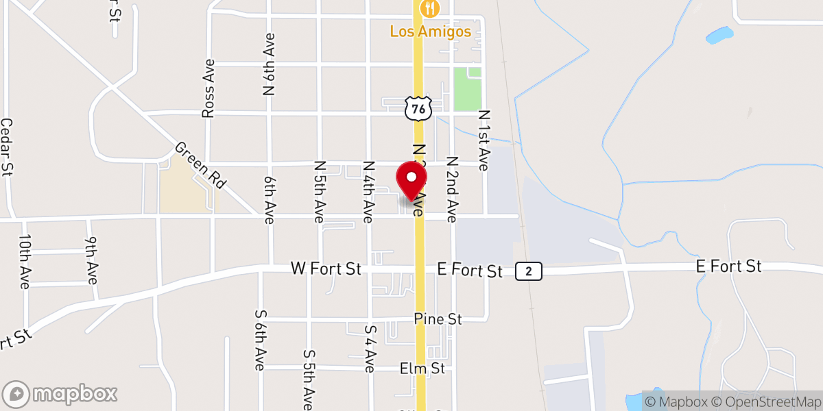 Map showing location of First Baptist Church